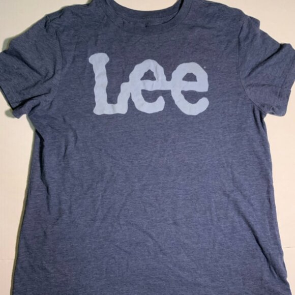 Lee Shirt Mens Large Heather Blue Spellout Logo Short Sleeve Crew Neck Solid (I) - Picture 1 of 7